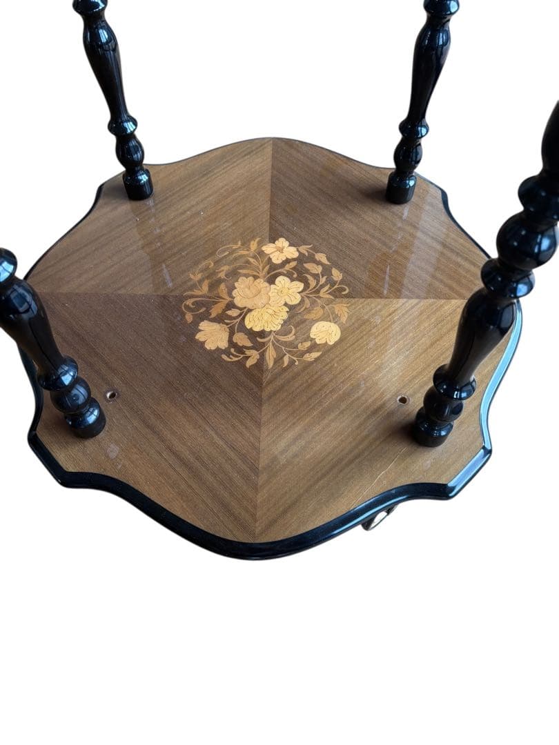 イタリア製象嵌キャスター付きキッチンワゴンサイドテーブル