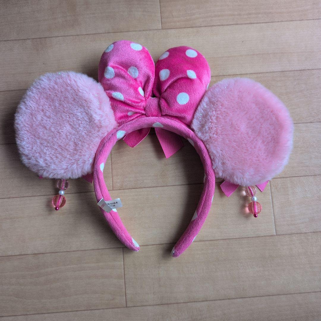 ディズニー カチューシャ ミニー リボン フリル カラフル 水玉 ピンク