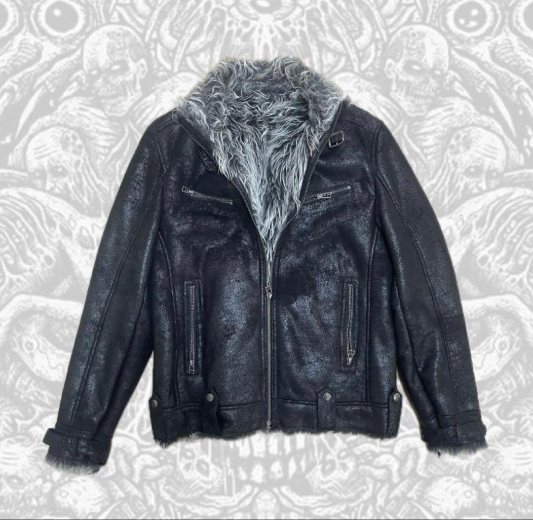 00s archive 鬼ファー レザージャケット お兄系 V系 平成 Y2K - メルカリ