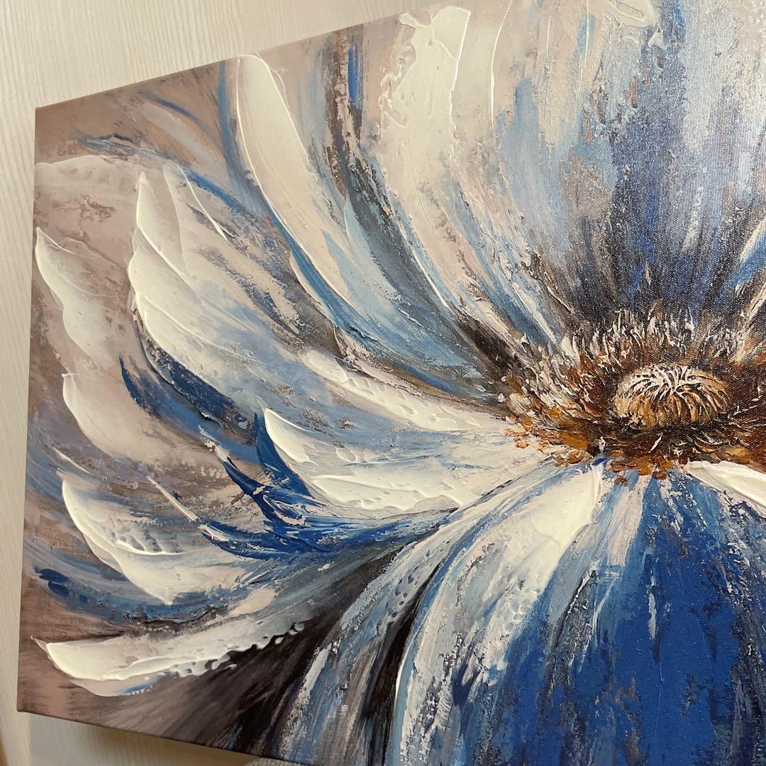 北欧 インテリア　キャンバス　アート　花　ホテル モダン　抽象　ブルー