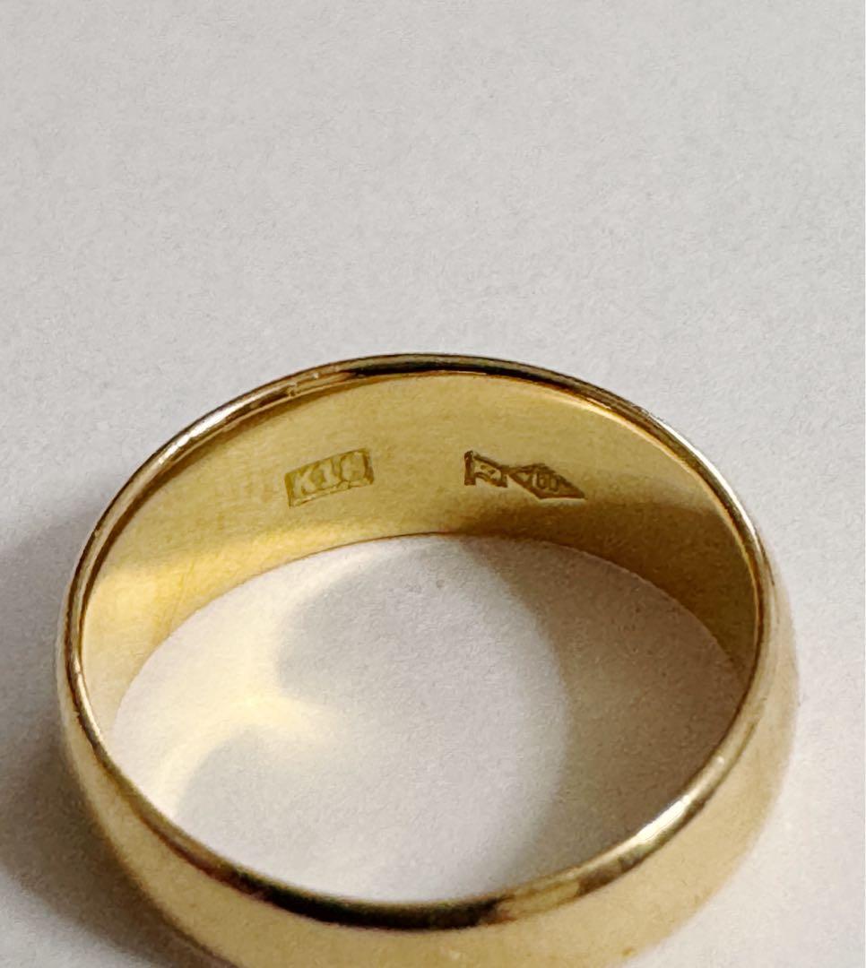 K18 甲丸リング 11号 ゴールド 指輪 メンズ／レディース