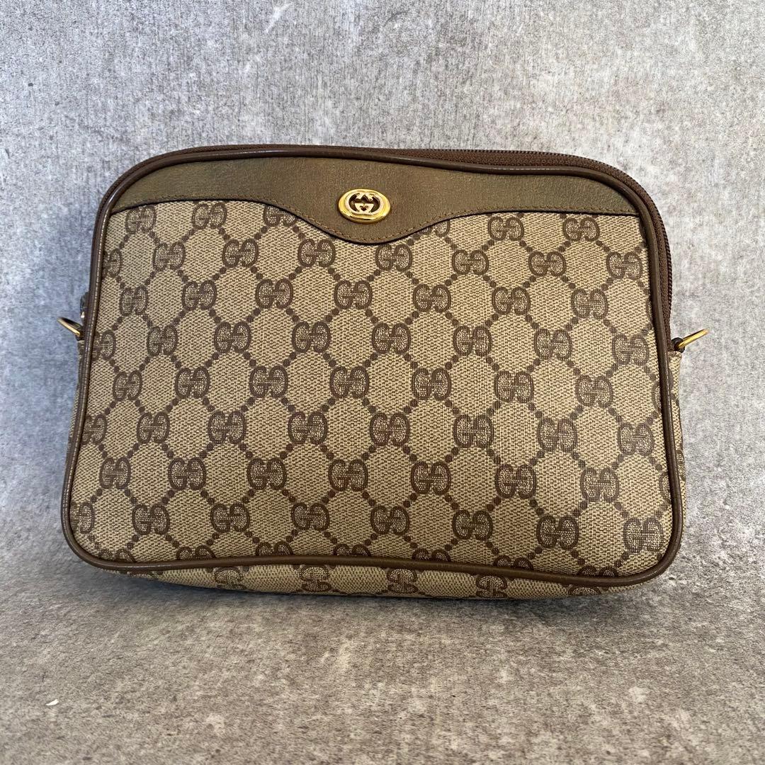 GUCCI ショルダー バッグ　GGスプリーム　インターロッキング　レザー