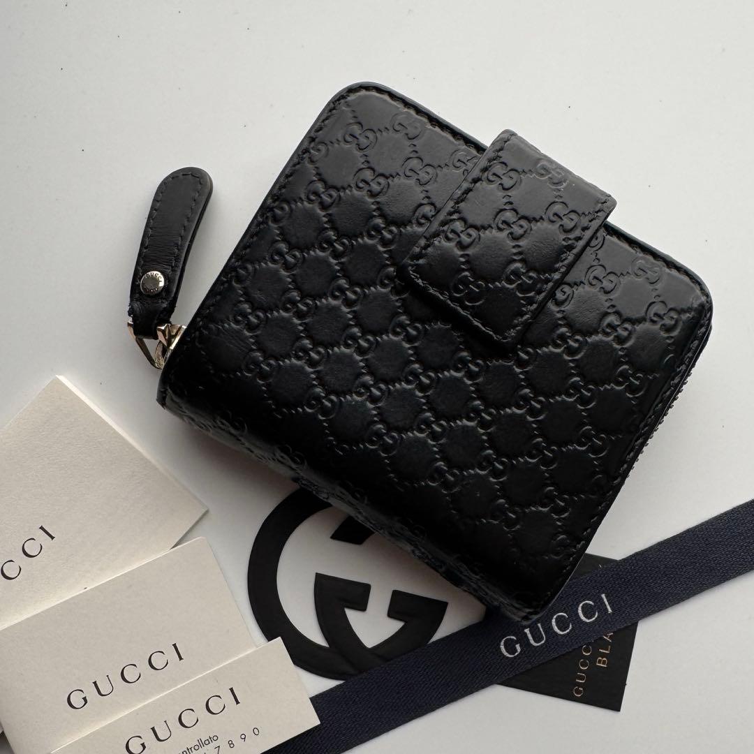 【美品】 20 GUCCI グッチ マイクロ シマ 2つ折り 財布
