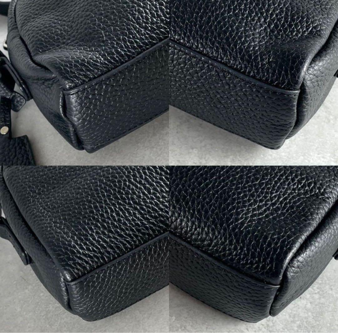 未使用級 アニエスベー クロスボディ ショルダーバッグ カメラバッグ ロゴ 牛革