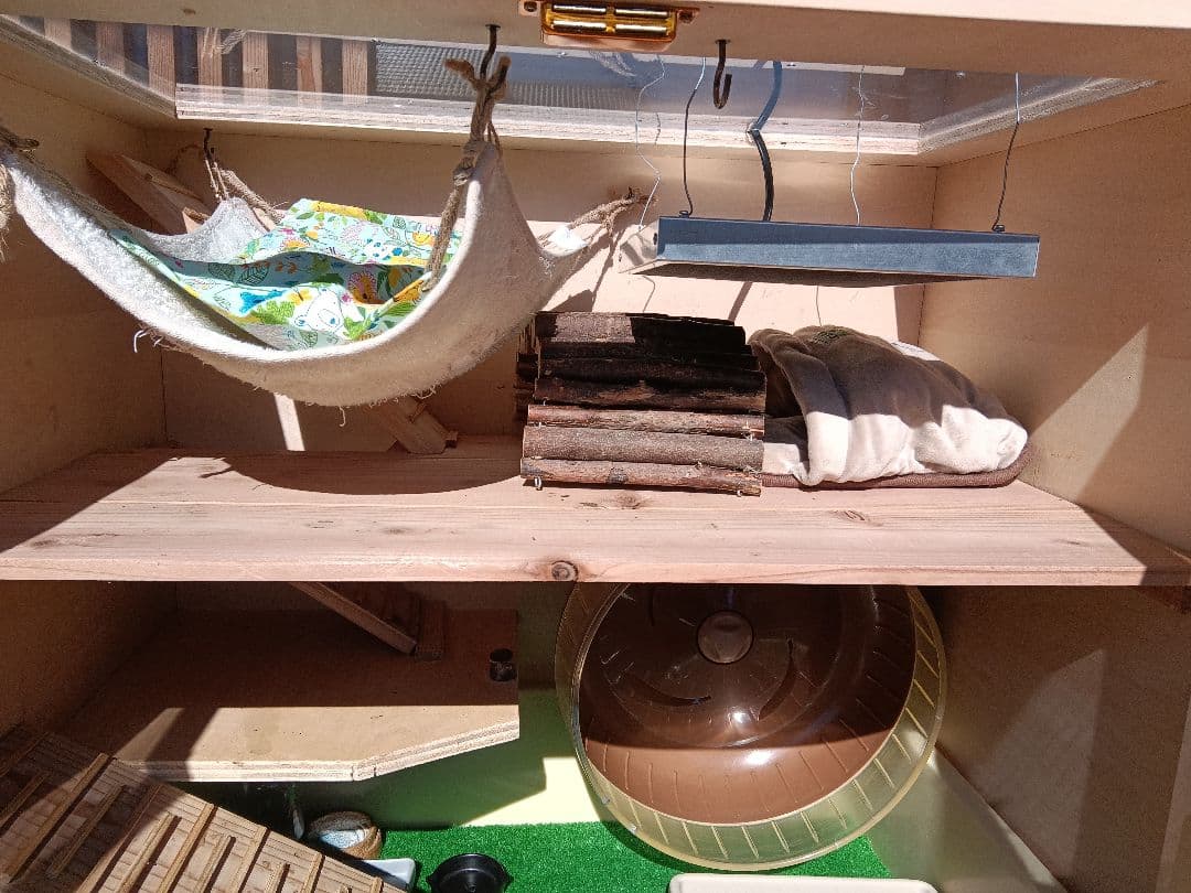 自作のケージ 小動物 ハリネズミ 特大サイズ フルセット 収納 木製無垢