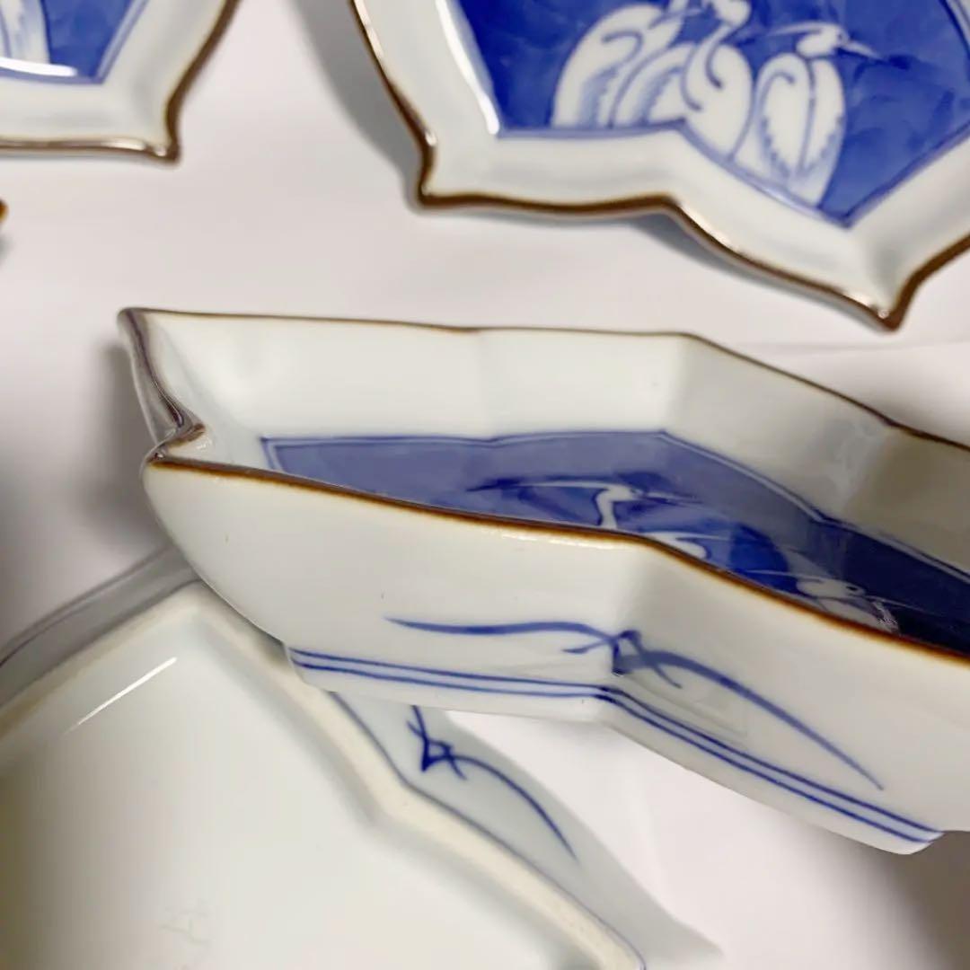 宮内庁御用達 辻精磁社 辻常陸製変形皿5枚 工場 宮内庁御用達 辻精磁社