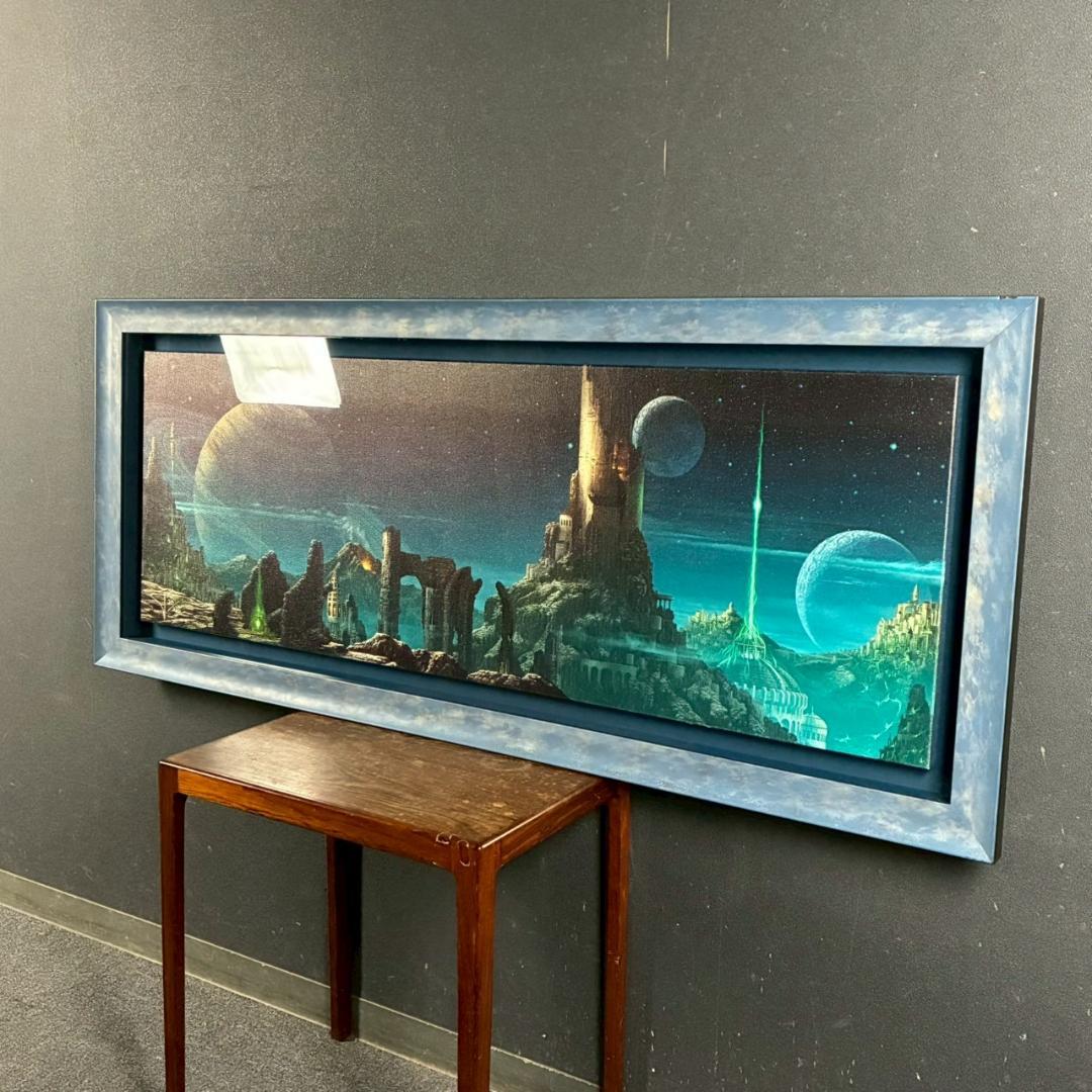 【うに】美品 内尾和正「憶の露」キャンバスジークレー 大作 直筆サイン入