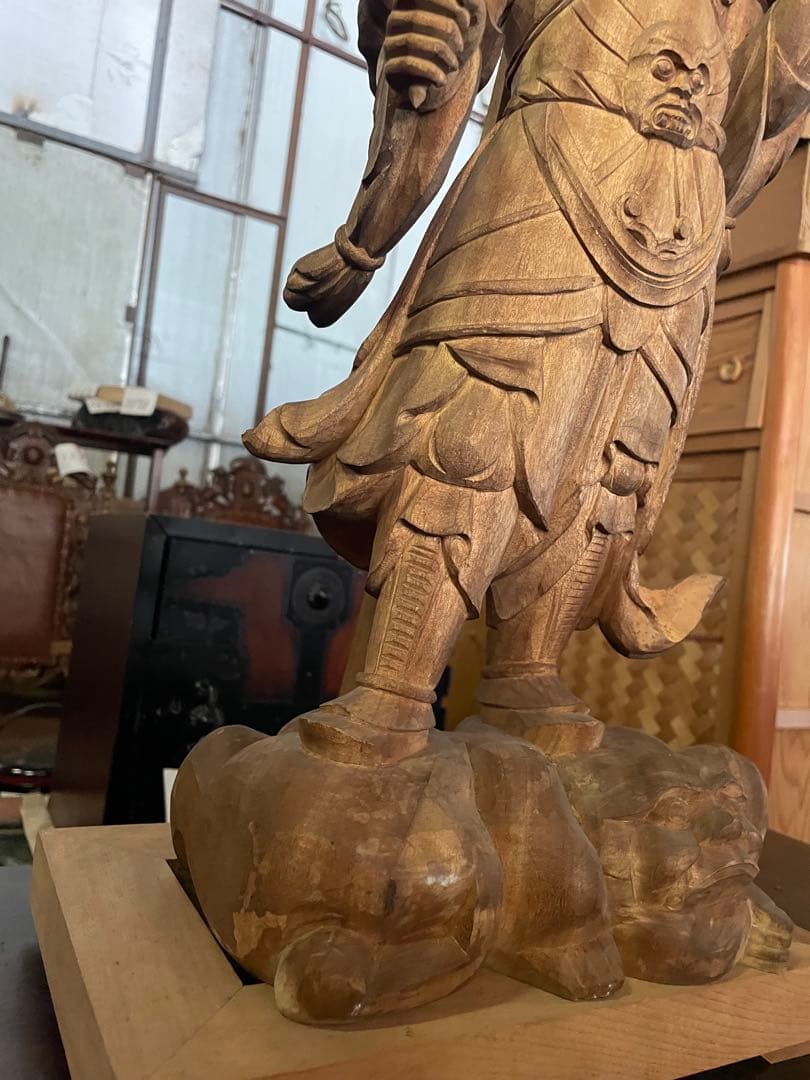 不動明王立像 2体 高さ67cm 仏教美術 仏像 木彫 寺院