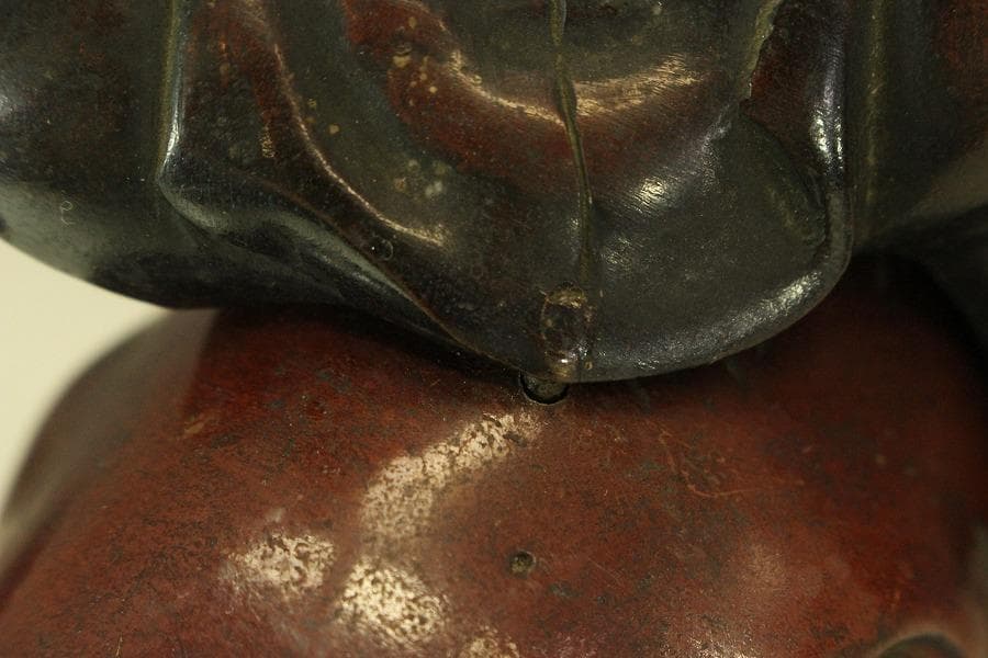 銅製 鯛 乗り 恵比寿 吉祥 縁起物 33cmx16cm 時代物(A193)