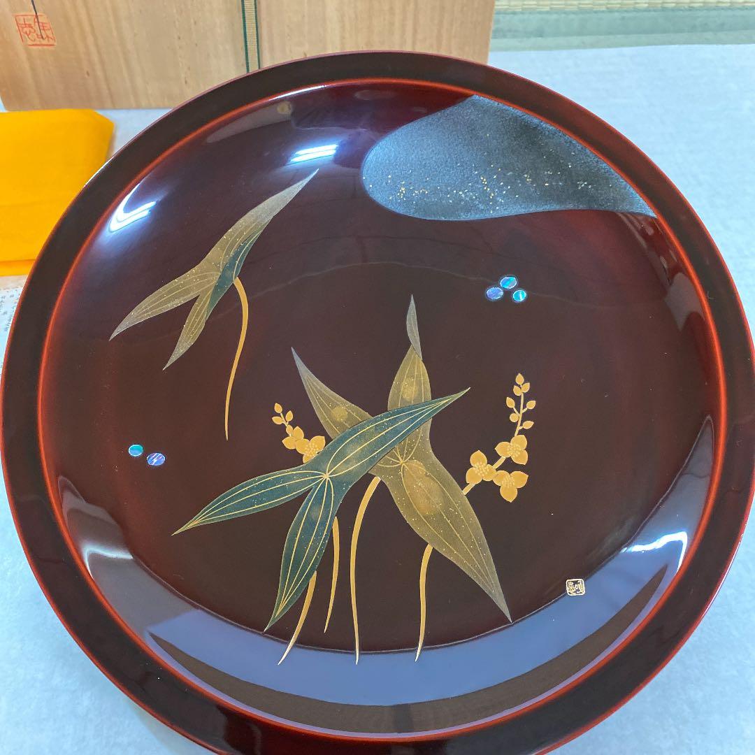 輪島塗　盛器　蒔絵おもだか貝いり　井波唯志作