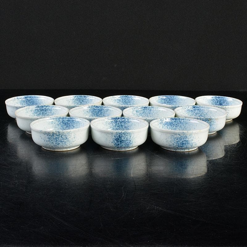 和食器 染付 吹墨文小皿 十二客 書付箱 V R7437