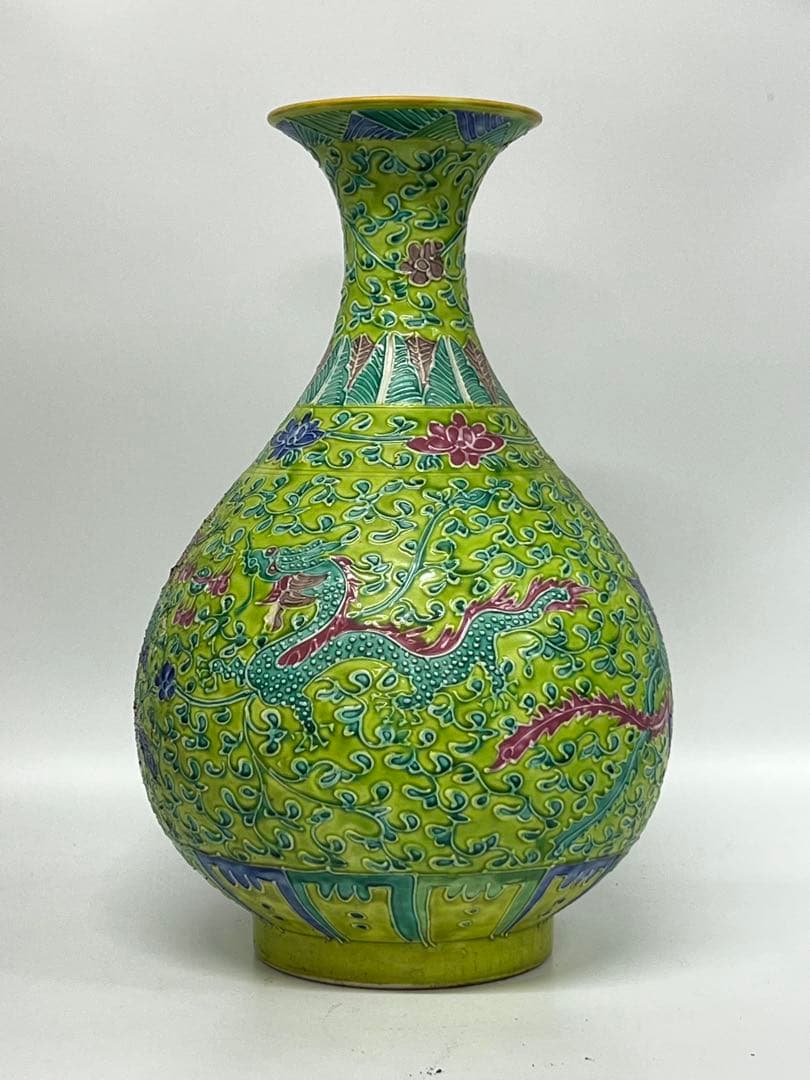 【整理品】極上 清時代龍鳳紋花瓶 /西す—43 整理品】極上 清時代龍鳳紋花瓶 /西す—43