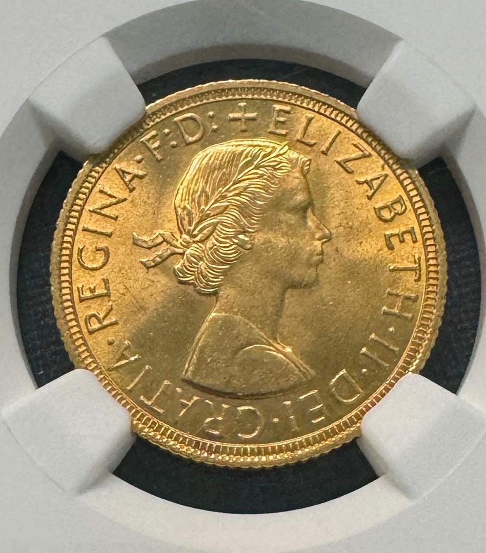 1959年 NGC MS65 イギリス ヤングヤング エリザベス二世 金貨