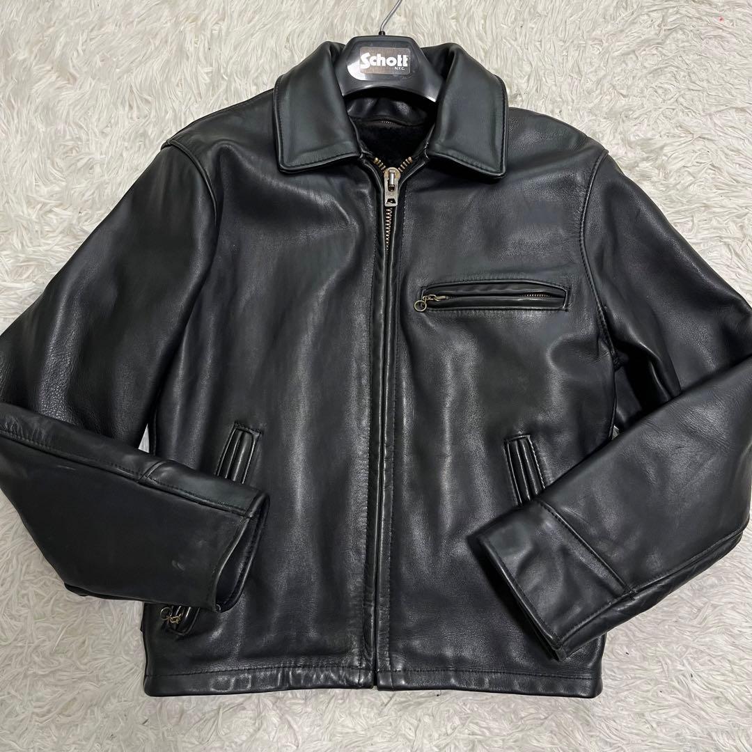 希少美品ショットAT101E トラッカージャケットシングルライダース