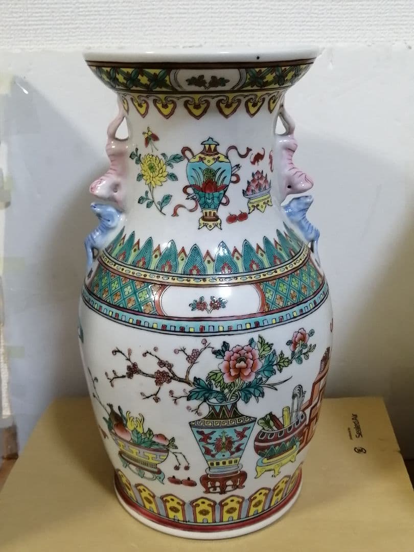 花瓶 窯印:大清同治年製 時代物 高約37cm 送料無料