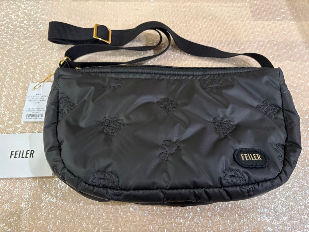 新品未使用　FEILER フェイラー　ハイジ　ハーフムーンバッグ　　ブラック