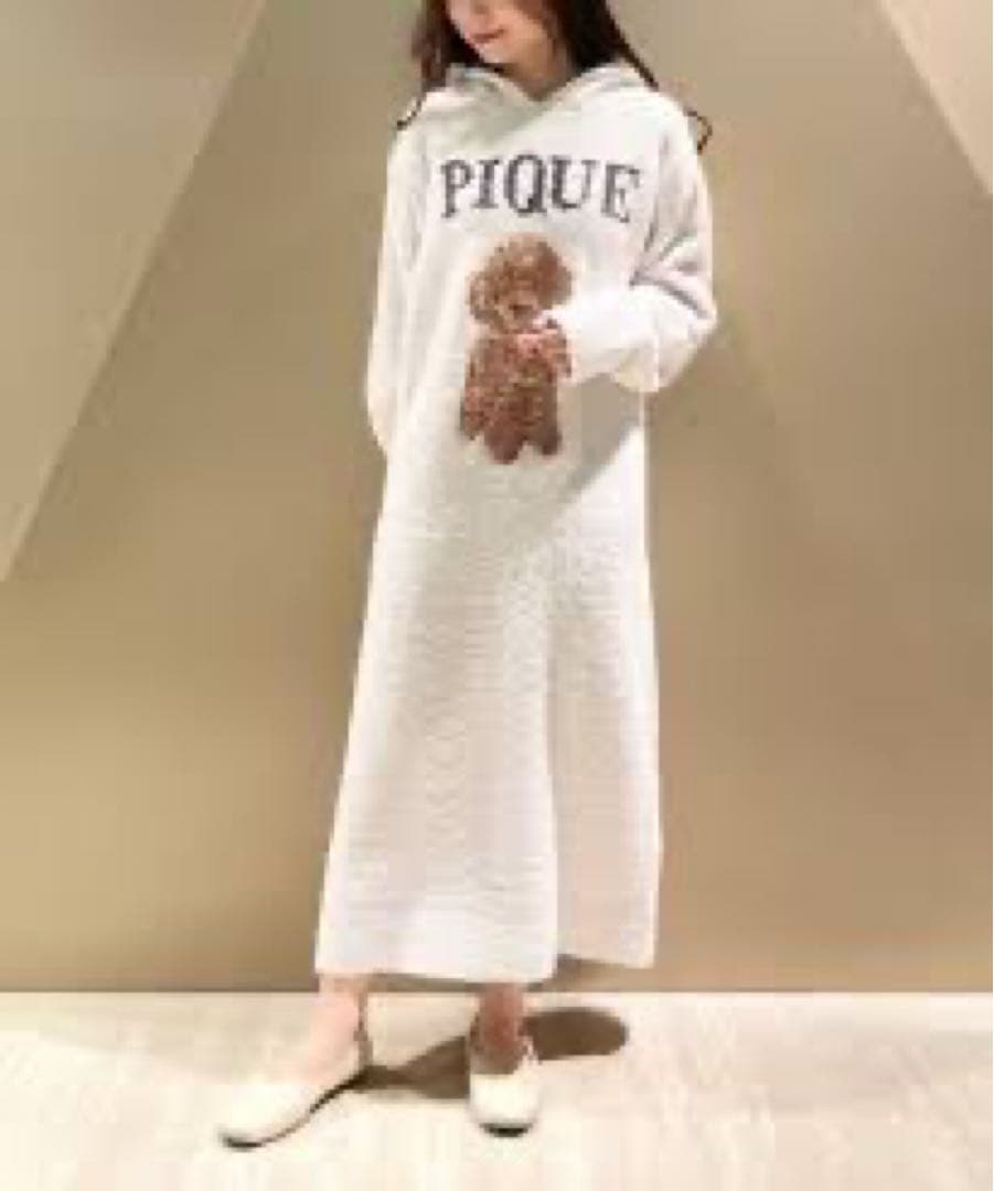 新品タグ付 ジェラートピケ トイプードル JOD ジャガードワンピース 白