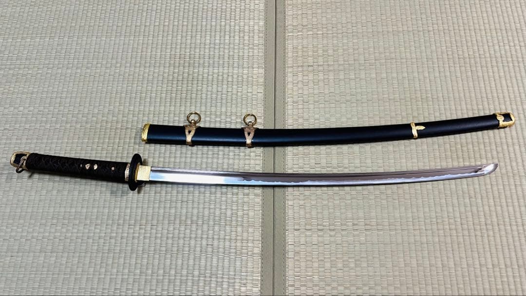 模造刀 海軍 軍刀 樋入り刀身 黒石目鞘 拵 大日本帝国 251021-1