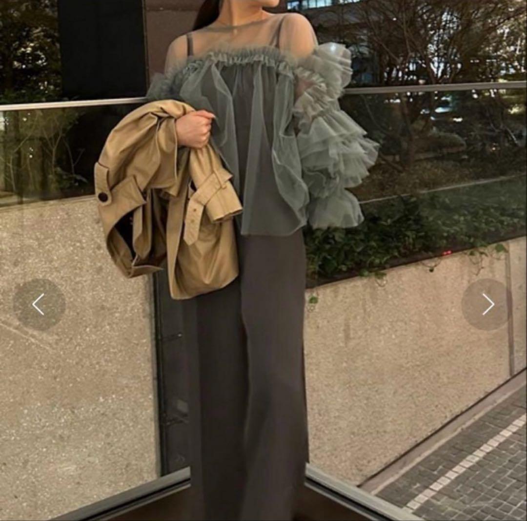 ANDRESDアンドレスド ニアナ グリーン チュールフリルブラウス - メルカリ