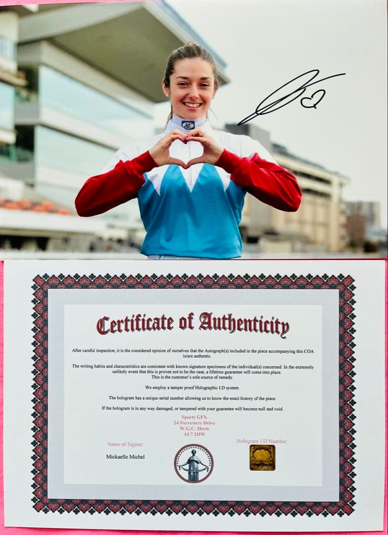 ミカエル・ミシェル 直筆サイン付き写真 南関東競馬 JRA 証明書付き1枚②