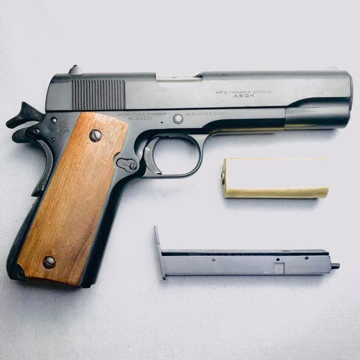 レア】タナカ M1911 コルトガバメントHW ガスブローバック 木製グリップ