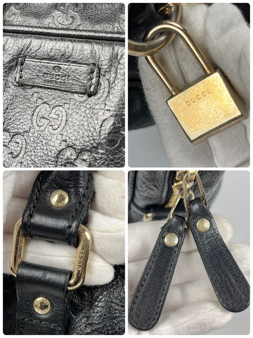 【極美品】GUCCIグッチシマ ビジネスバッグ レザー ブラック シルバー金具