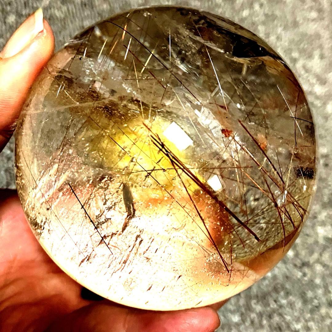 超特大　83mm ゴールドレッドブロンズルチルクォーツ　金針水晶　パワーストーン 赤みを帯びた希少な色味/入手困難】レッドブロンズルチルクォーツ 11mm