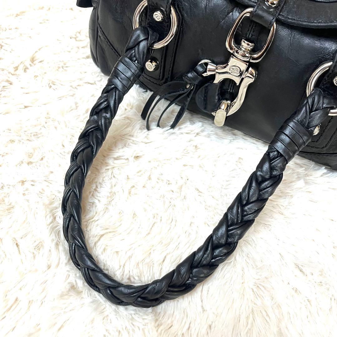 francesco biasia ハンドバッグ レザー 黒 編みこみ y2k