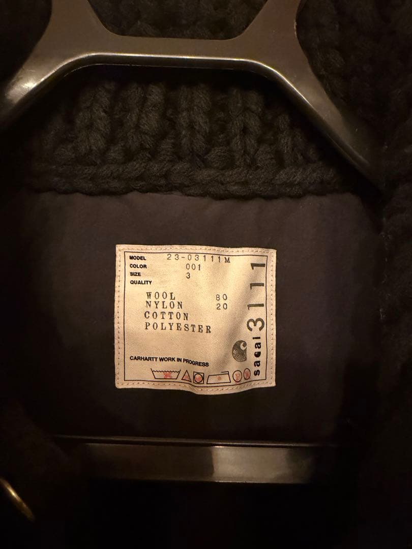 サカイ　✖️ Carhartt フリースジャケット 黒