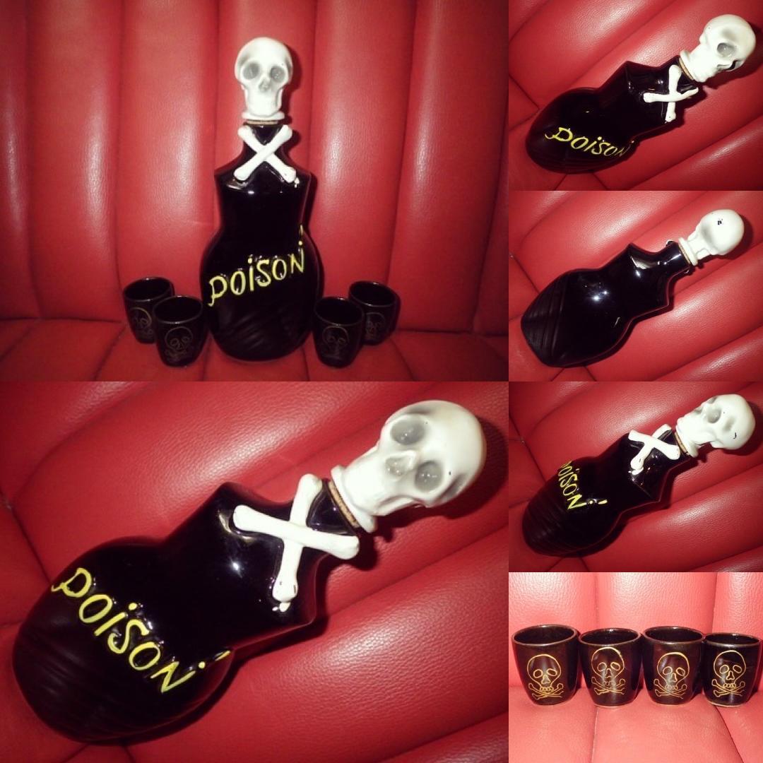 50'S☆POISON☆スカル☆デカンタ☆セット☆ビンテージ☆ポイズンボトル毒瓶