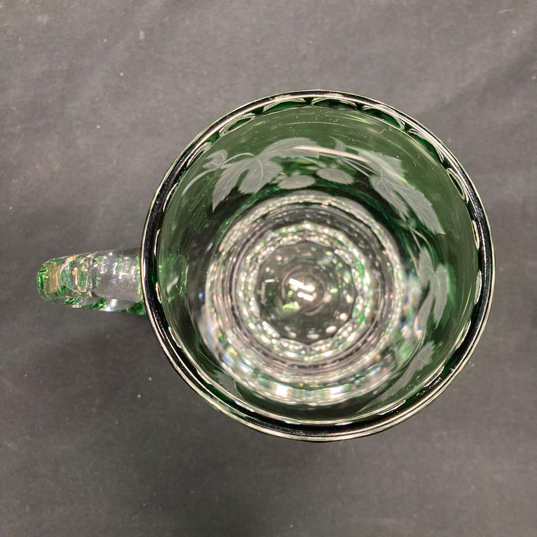 美品】カガミクリスタル ビアジョッキ グリーン