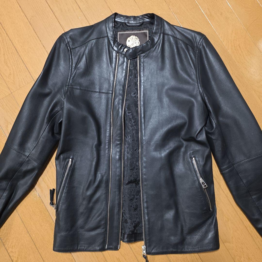 Pretty Green 黒 レザー シングルライダースジャケット サイズ2羊革 Pretty Green（プリティーグリーン）の「RANDALL ジップアップ レザー