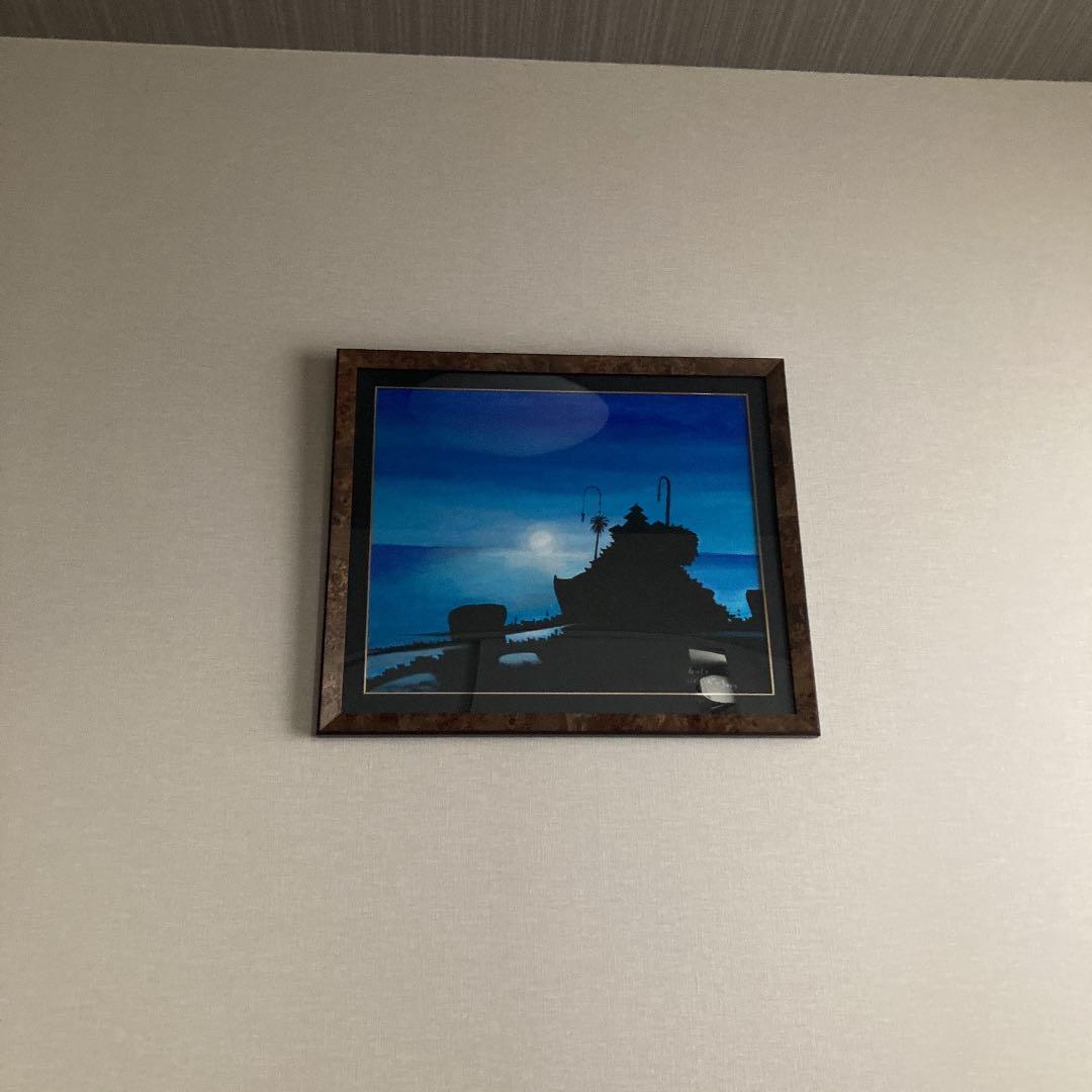 絵画  バリ島 バリ絵画 鳥の絵 2羽 小鳥 白サギ W40×H30cm ブンゴセカン 癒し 花鳥