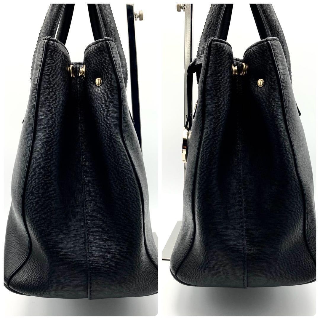 極美品✨フルラ リンダ 2way レザー ショルダー ハンドバッグ A4可 黒