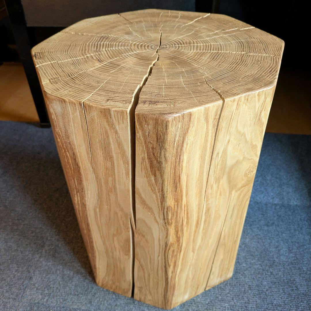 ピーナッツ様確認用　栗　八角形　天然木　椅子　スツール　高さ約41.5㎝