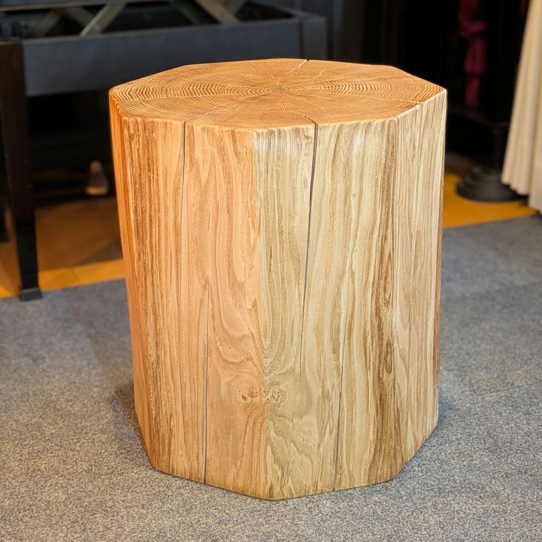 ピーナッツ様確認用　栗　八角形　天然木　椅子　スツール　高さ約41.5㎝