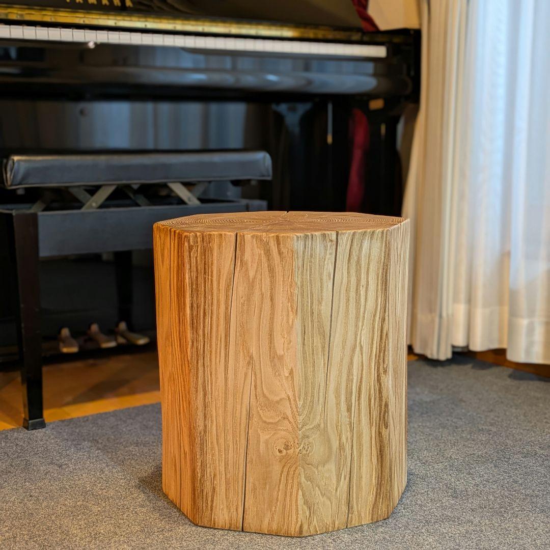 ピーナッツ様確認用　栗　八角形　天然木　椅子　スツール　高さ約41.5㎝