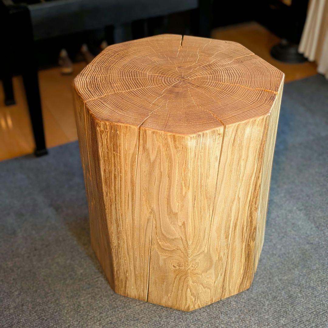 ピーナッツ様確認用　栗　八角形　天然木　椅子　スツール　高さ約41.5㎝