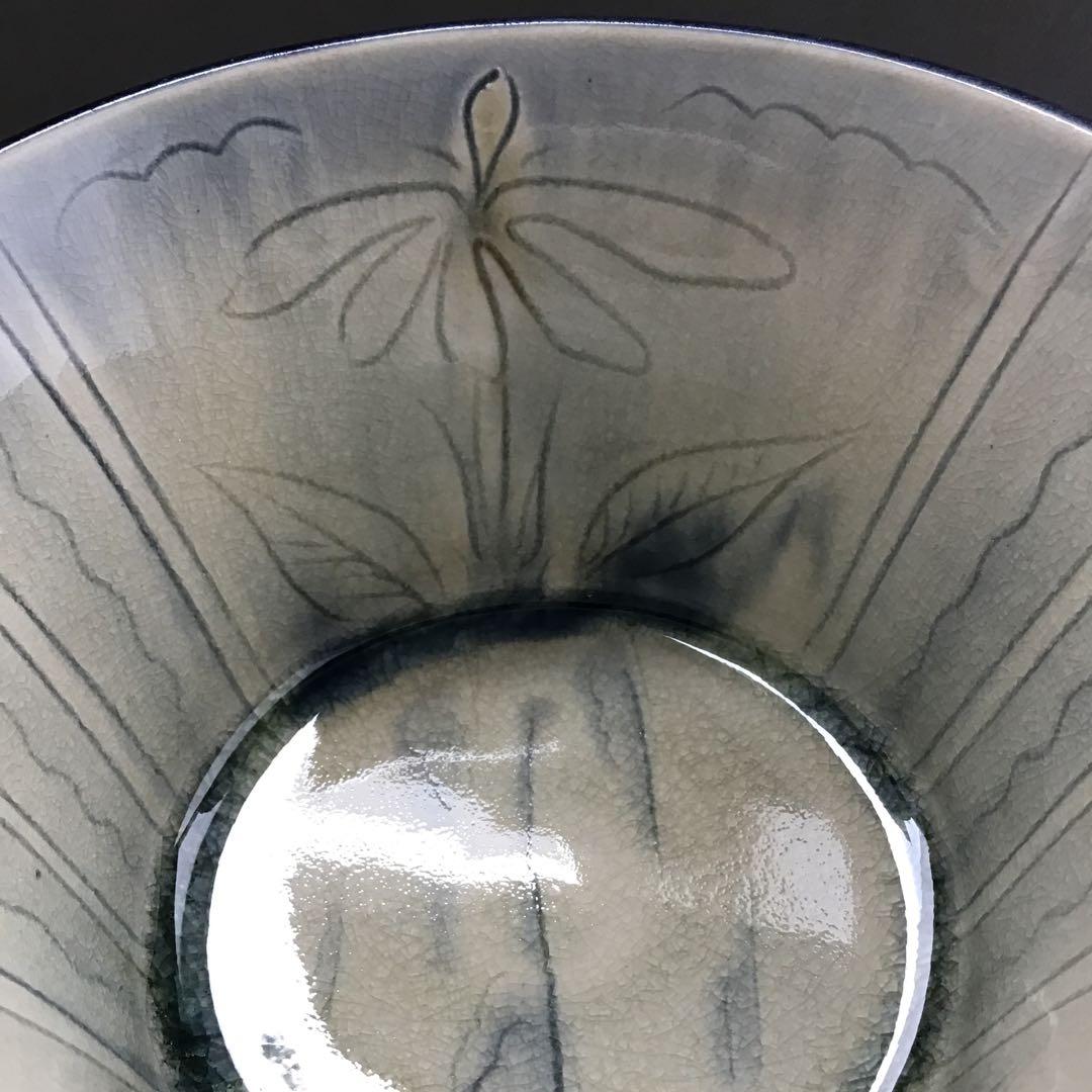 茶器 菓子器 御深井釉単花刻文菓子鉢 大江文象作