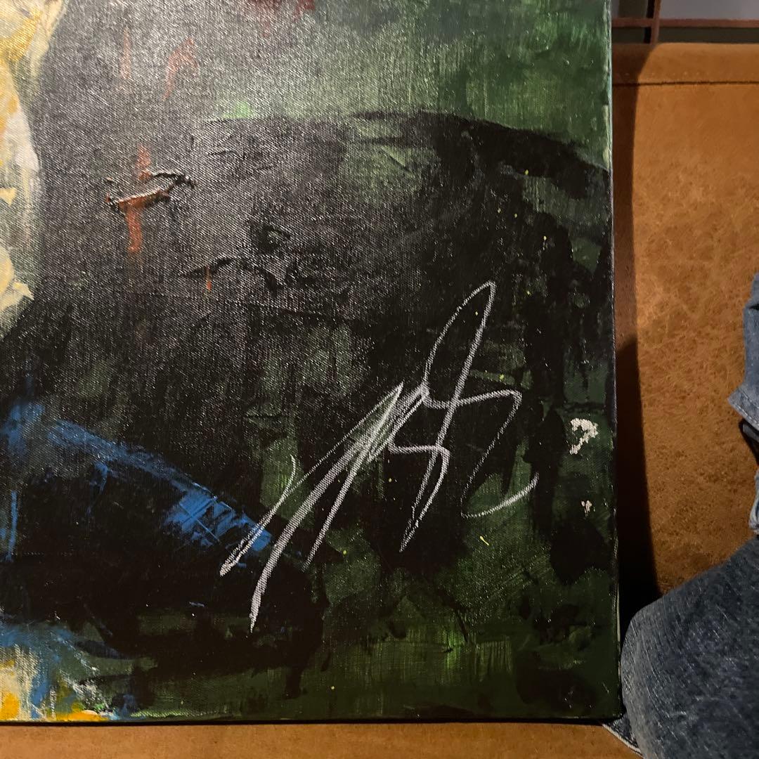 TOMOYA原画100×100cm スプレーアート/チンパンジー抽象肖像画一点物