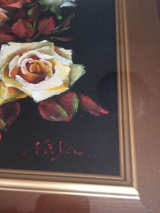 油絵 納屋修平 真作 バラ