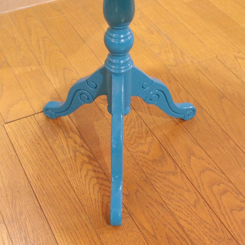 クラシック調 カフェテーブル 青 ブルー天板 幅55cm 223-329-004