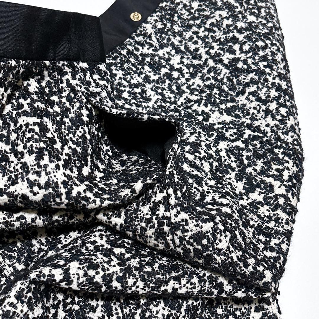 定価104,500円✨美品 ドゥロワー ジャガードラップスカート 高級感 白黒