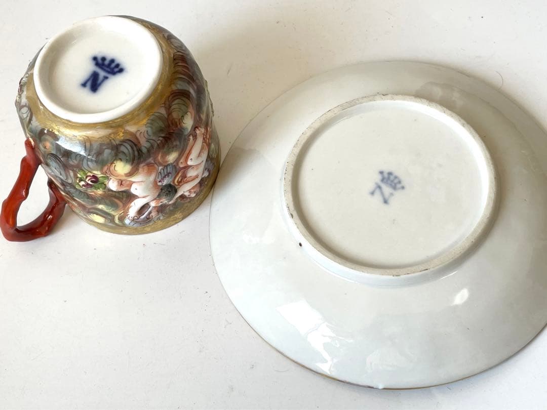 骨董 アンティーク イタリア カポディモンテ カップアンドソーサー