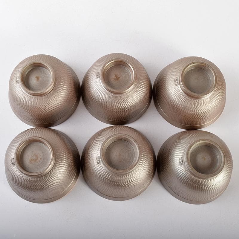 煎茶道具 萬古焼 森伊呂久作 すすり茶碗 蓋茶碗 六客 共箱 M R5145B