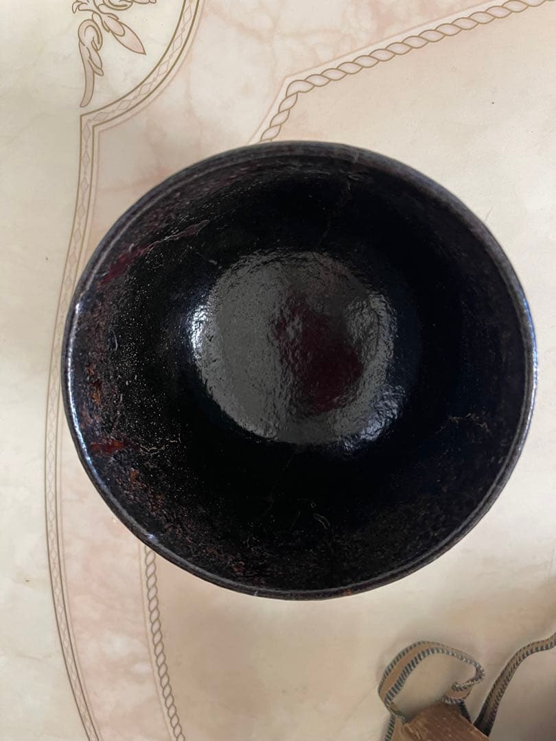 茶道具　尾形乾山造　鶴　黒筒茶碗　極め箱