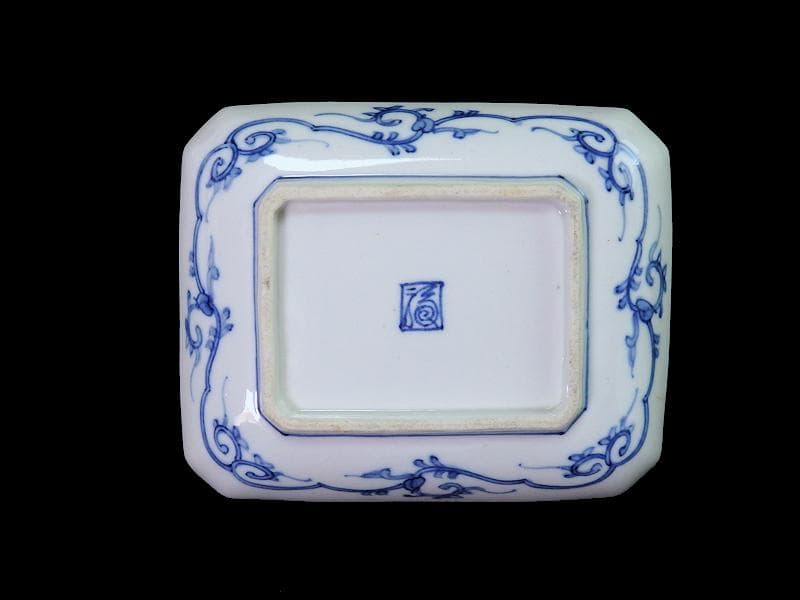 大聖寺伊万里 染錦 波千鳥に菊 花唐草の図 長皿 B288AS-CRn