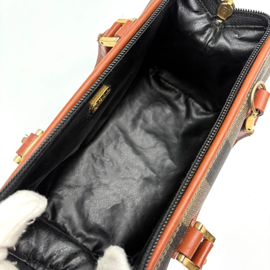 極美品　希少　FENDI マイクロミニボストン 2wayバッグ　ペカン柄　PVC