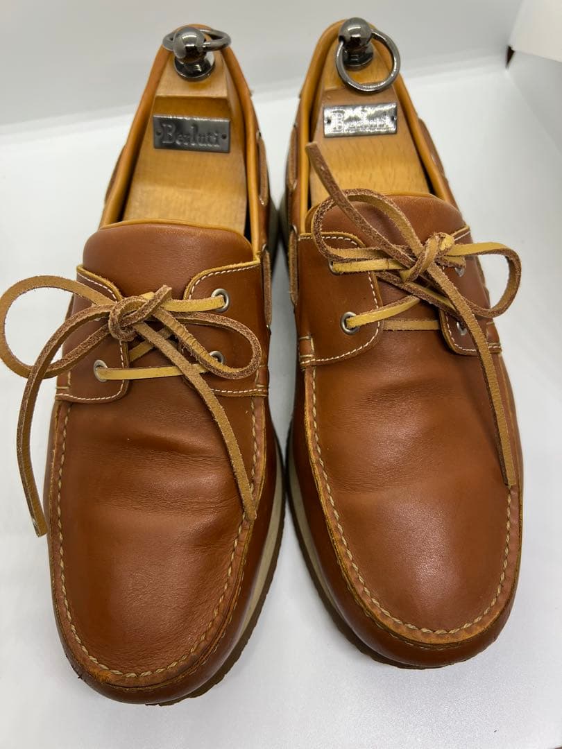 エルメス　ブラウンレザー デッキシューズ　26.5 42 1/2