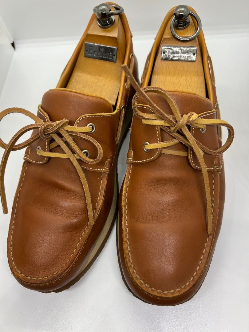 エルメス　ブラウンレザー デッキシューズ　26.5 42 1/2